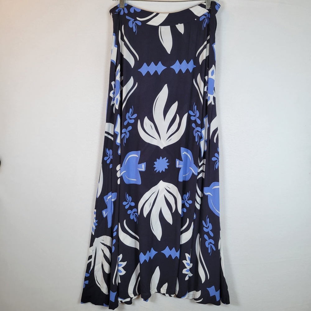 Fifteen Twenty Womens Lexi Viscose Floral Midi Skirt Size Large Blue Tropical - Picture 6 of 9